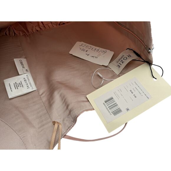 Rozie Corsets Pink Silk Satin Peplum Corset Top Size 40 - Picture 3 of 3